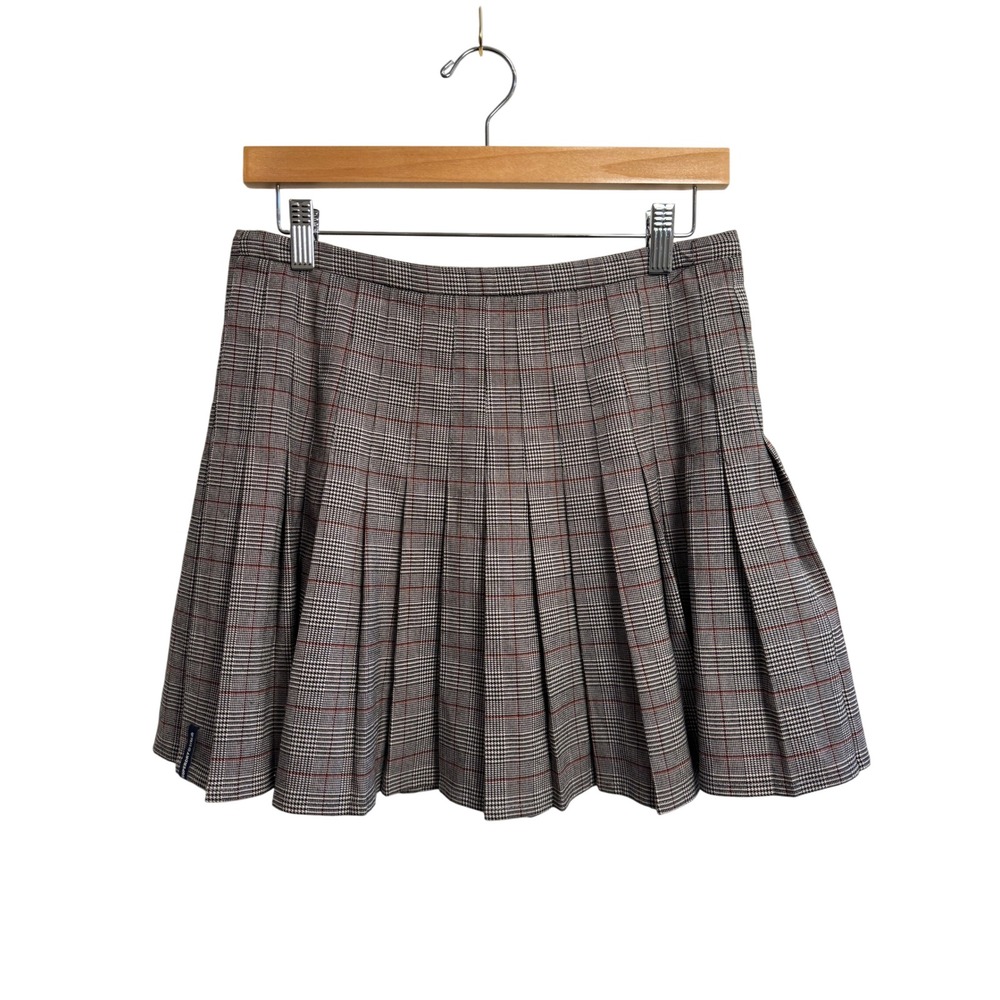 Superdry Osaka Team Grey Glen Plaid Pleated Mini Skirt Women's US 6